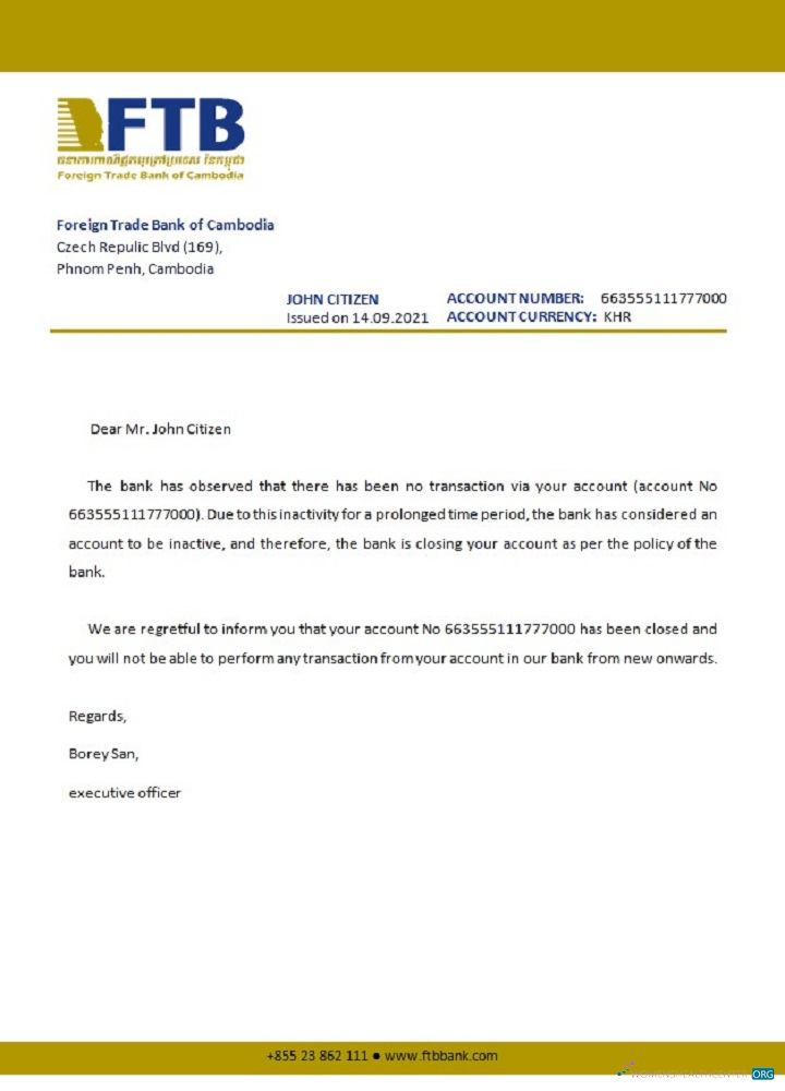 Download Cambodia Foreigntradebank closure reference Photoshop template